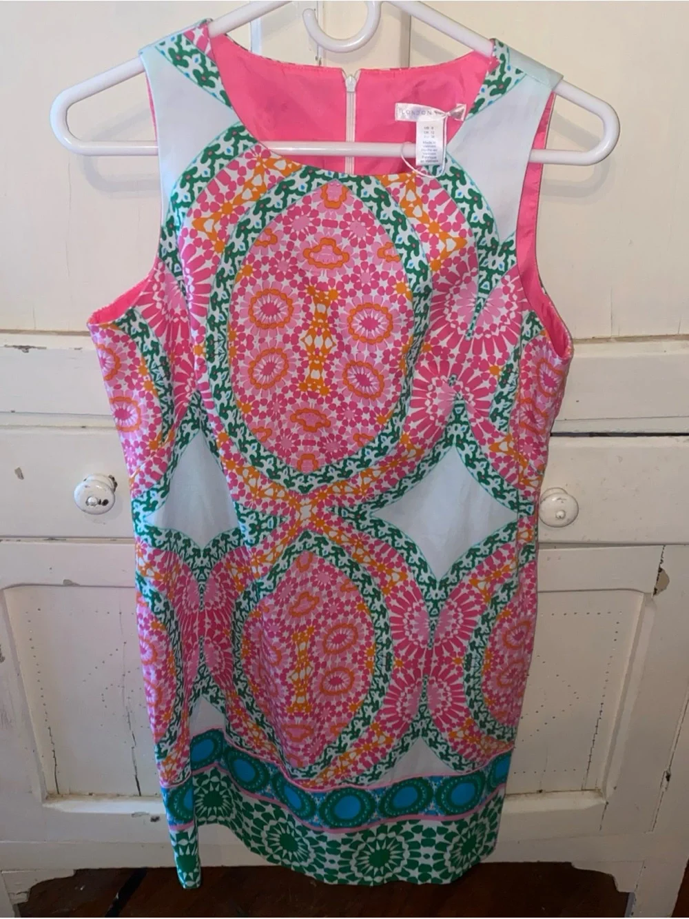 London Times Pink Green Multicolor Asymmetrical Dress